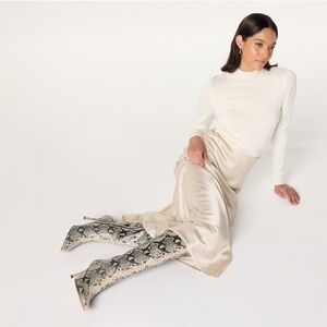 The Drop ‘Gemini’ Tall Heeled Boot, Natural Snakeskin NEW